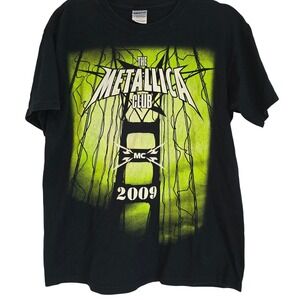 Vintage‎ Metallica Club 2009 Black Graphic T Shirt Mens Size Medium Gildan Ultra